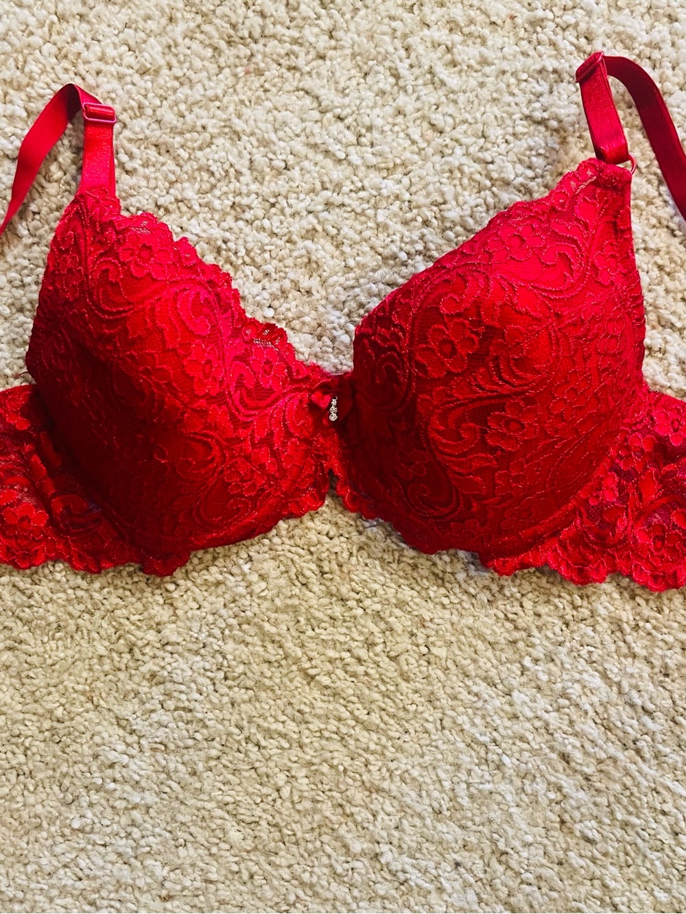 Red Lace Push-Up Bra - Women Intimates